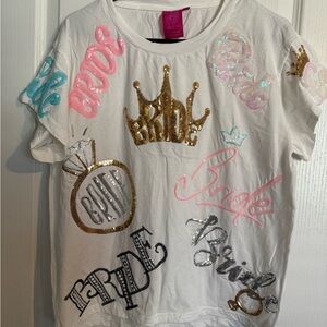 QUEEN OF SPARKLES White and Gold Bride Graphic Tee